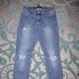Celebrity Pink Distressed Mid Rise Ankle Skinny Jeans Size 5/27 Blue
